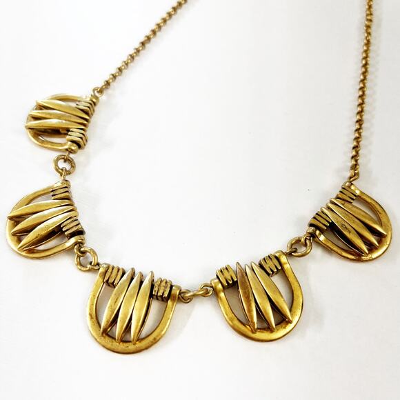 J. Crew Brushed Gold Scallop Fringe Necklace - Picture 1 of 9